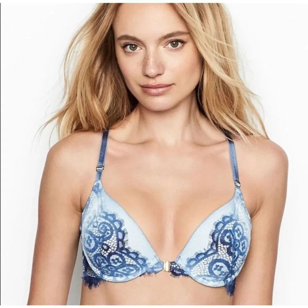 ✨Victoria Secret VERY SEXY Front-Close Push-Up Ombre Blue Sz 30D Bra✨